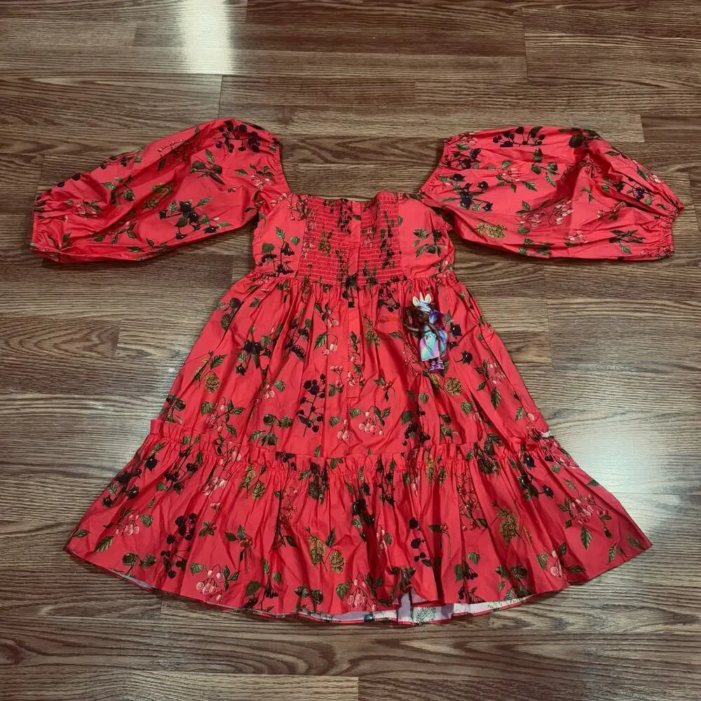 CARA CARA red mini Ip Ip Floral-Print Minidress in small